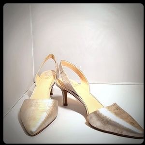 Vince Camuto Silver Leather Kolissa Heels Pumps